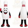 White Bowling Pin Mascot Costume with Custom Logo