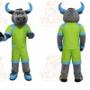 Gray Bull Mascot Costume with Custom Logo