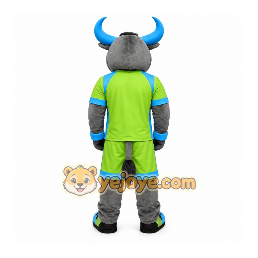 Gray Bull Mascot Costume with Custom Logo Gray Bull Mascot Costume with Custom Logo