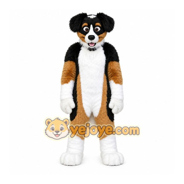 Black Dog Mascot Costume with Custom Logo