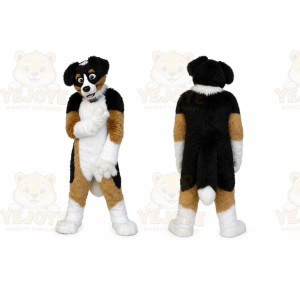 Black Dog Mascot Costume with Custom Logo