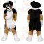 Black Dog Mascot Costume with Custom Logo