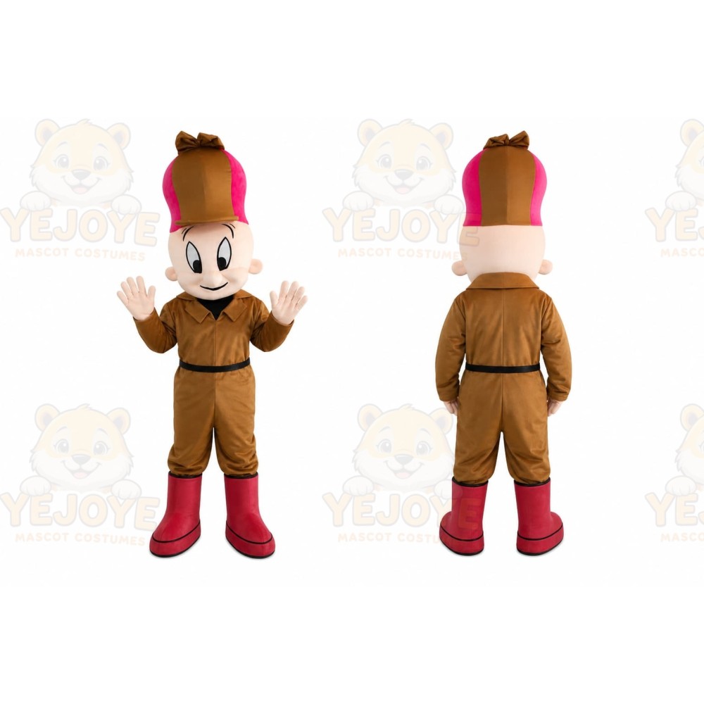 Brown Soldier Mascot Costume with Custom Logo