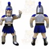 Blue Roman Warrior Mascot Costume with Custom Logo