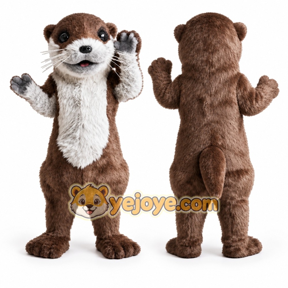 Brown Otter Mascot Costume with Custom Logo