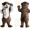 Brown Otter Mascot Costume with Custom Logo