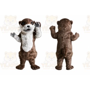 Brown Otter Mascot Costume with Custom Logo