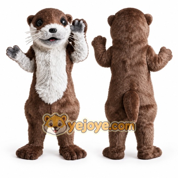 Brown Otter Mascot Costume with Custom Logo