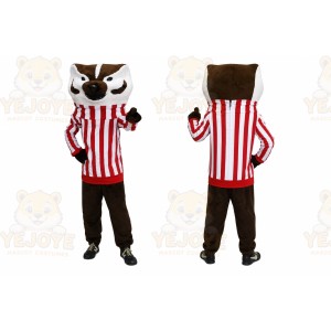 Brown Badger Mascot Costume with Custom Logo