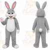 Gray Rabbit Mascot Costume with Custom Logo