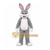 Gray Rabbit Mascot Costume with Custom Logo