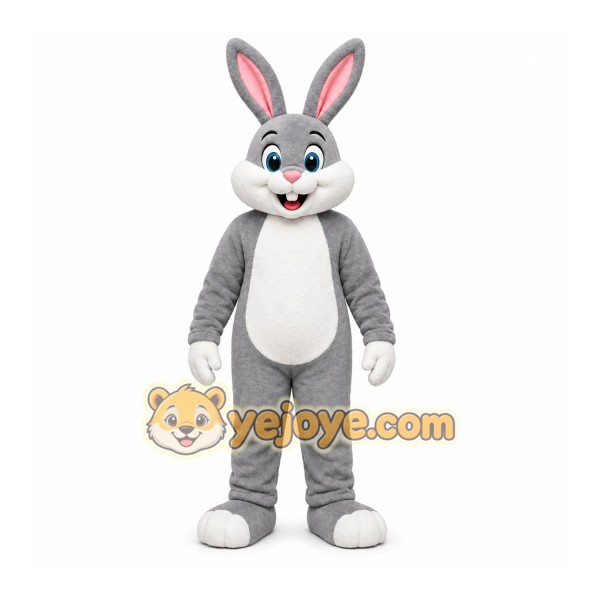 Gray Rabbit Mascot Costume with Custom Logo Gray Rabbit Mascot Costume with Custom Logo
