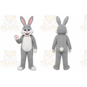 Gray Rabbit Mascot Costume with Custom Logo