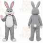 Gray Rabbit Mascot Costume with Custom Logo