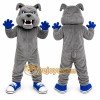 Gray Dog Mascot Costume with Custom Logo