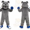 Gray Dog Mascot Costume with Custom Logo