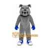 Gray Dog Mascot Costume with Custom Logo