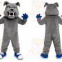 Gray Dog Mascot Costume with Custom Logo