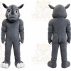 Gray Rhinoceros Mascot Costume with Custom Logo