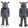 Gray Rhinoceros Mascot Costume with Custom Logo