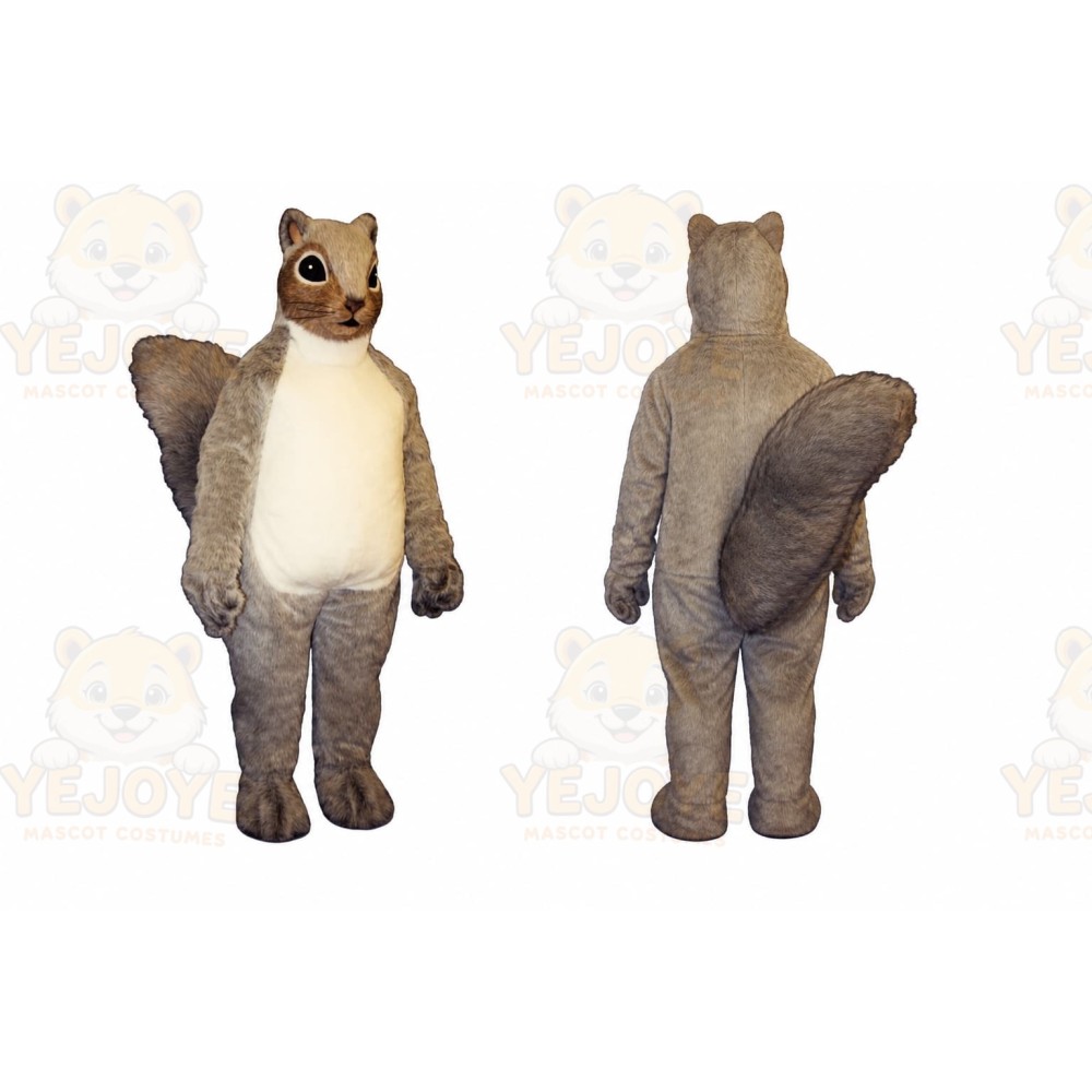 Gray Squirrel Mascot Costume with Custom Logo