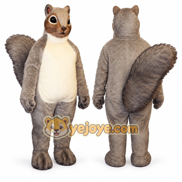 Gray Squirrel Mascot Costume with Custom Logo