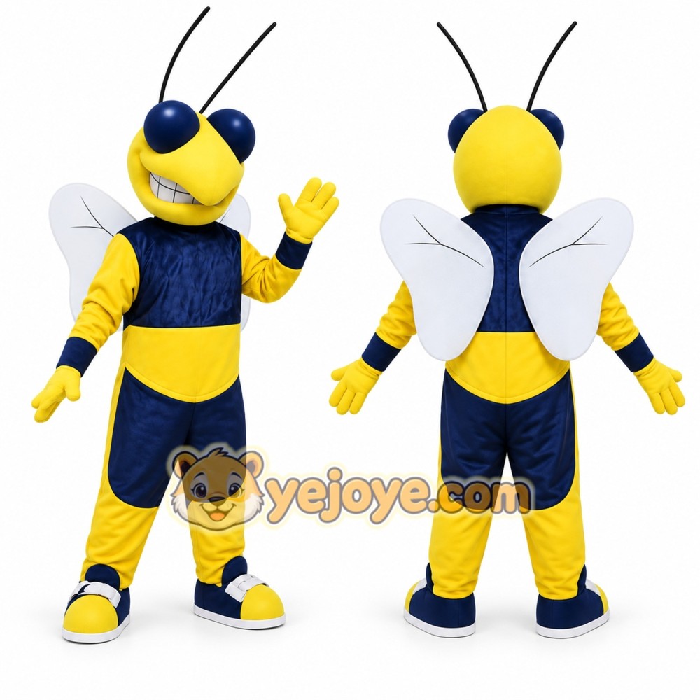 Yellow Bee Mascot Costume with Custom Logo