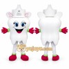 White Tooth Mascot Costume with Custom Logo
