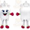 White Tooth Mascot Costume with Custom Logo