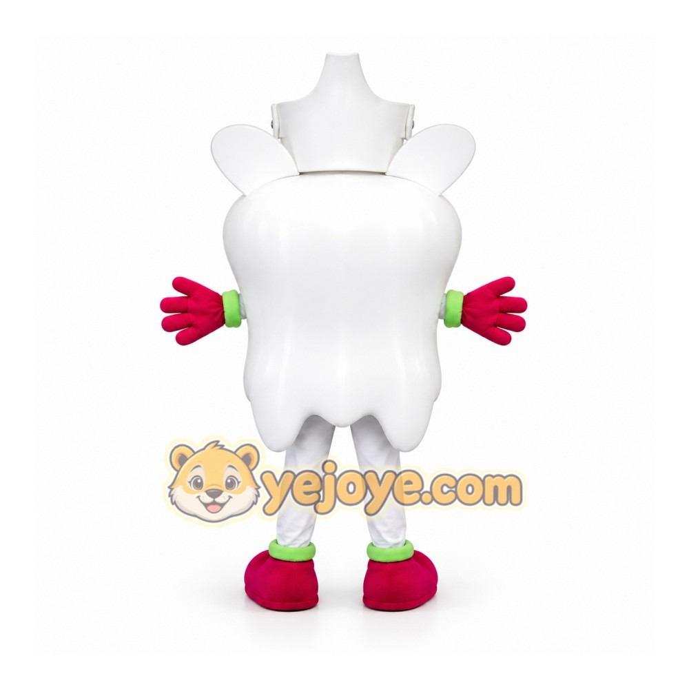 White Tooth Mascot Costume with Custom Logo