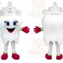 White Tooth Mascot Costume with Custom Logo
