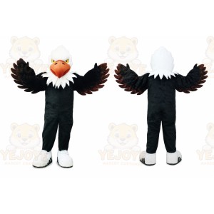 Black Eagle Mascot Costume with Custom Logo