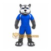 Gray Wolf Mascot Costume with Custom Logo