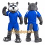 Gray Wolf Mascot Costume with Custom Logo