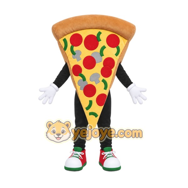 Yellow Pizza Slice Mascot Costume with Custom Logo