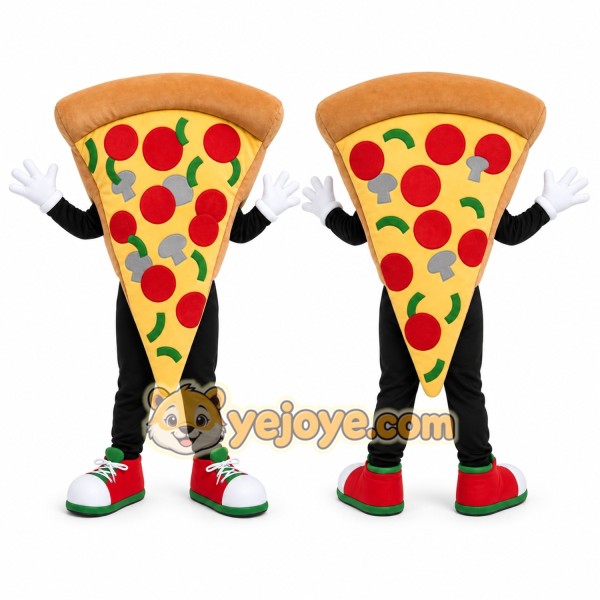 Yellow Pizza Slice Mascot Costume with Custom Logo