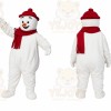 White Snowman Mascot Costume with Custom Logo