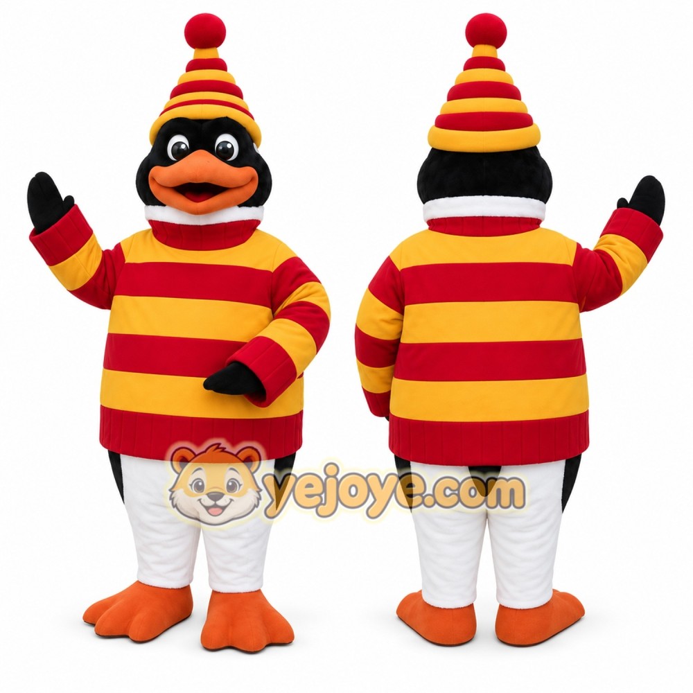 Red Penguin Mascot Costume with Custom Logo Red Penguin Mascot Costume with Custom Logo