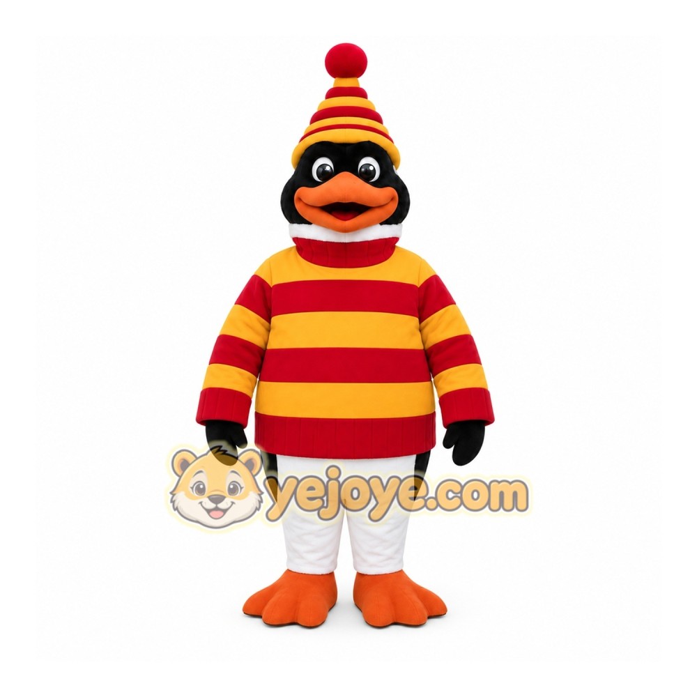 Red Penguin Mascot Costume with Custom Logo Red Penguin Mascot Costume with Custom Logo