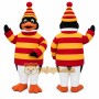 Red Penguin Mascot Costume with Custom Logo