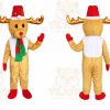 Tan Moose Mascot Costume with Custom Logo
