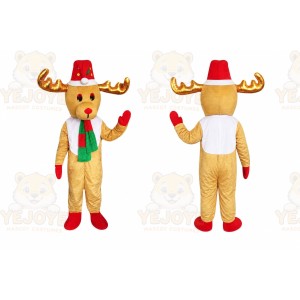 Tan Moose Mascot Costume with Custom Logo