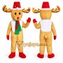 Tan Moose Mascot Costume with Custom Logo