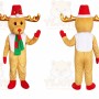 Tan Moose Mascot Costume with Custom Logo