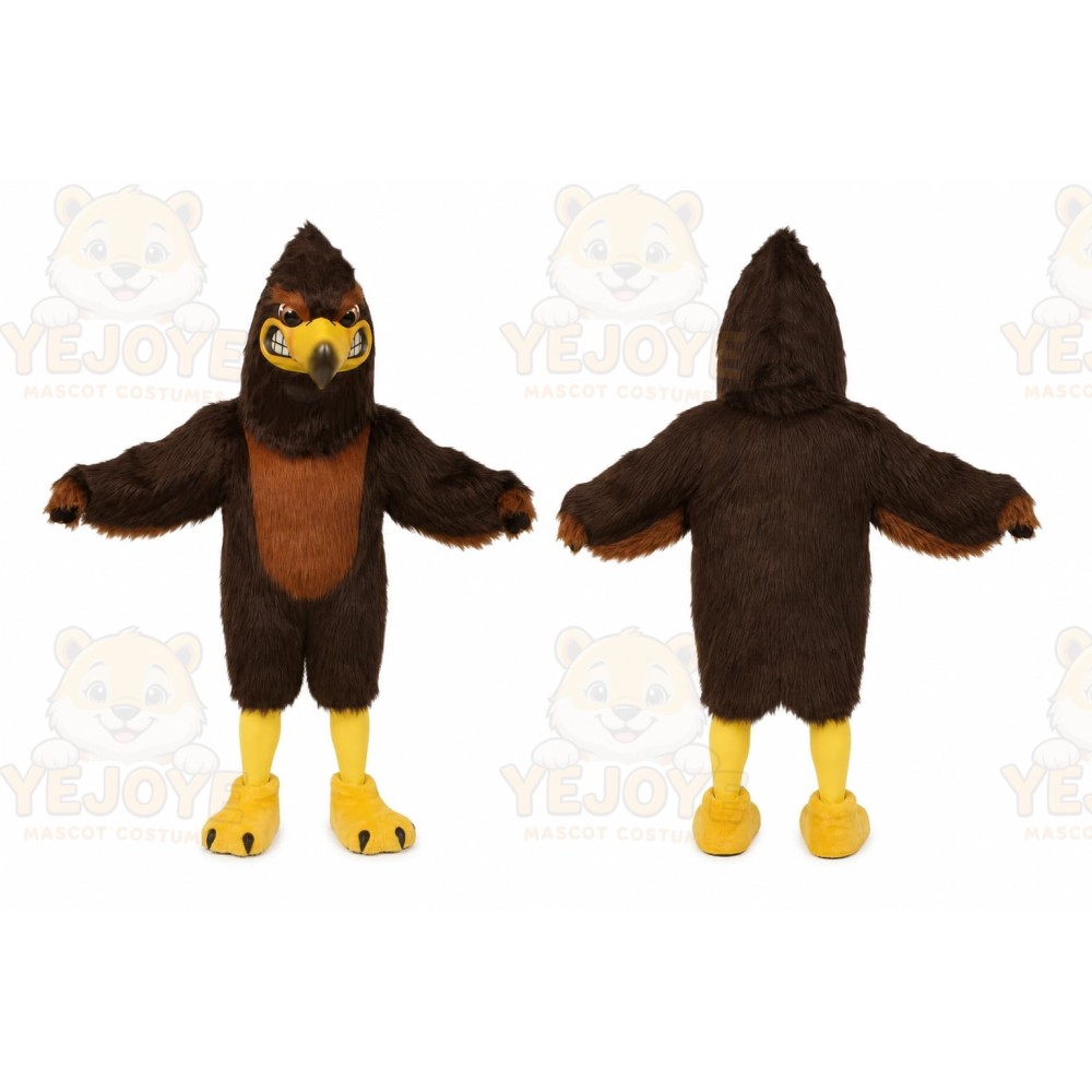 Brown Eagle Mascot Costume with Custom Logo