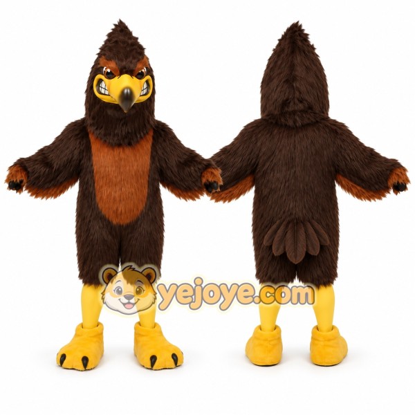 Brown Eagle Mascot Costume with Custom Logo