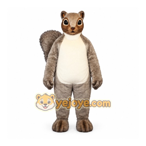 Gray Squirrel Mascot Costume with Custom Logo