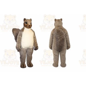 Gray Squirrel Mascot Costume with Custom Logo