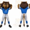 Blue Lion Mascot Costume with Custom Logo