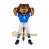 Blue Lion Mascot Costume with Custom Logo